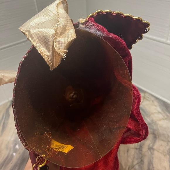 Burgundy Angel Christmas Tree Topper Holiday Decor Feather Wings - Picture 7 of 8